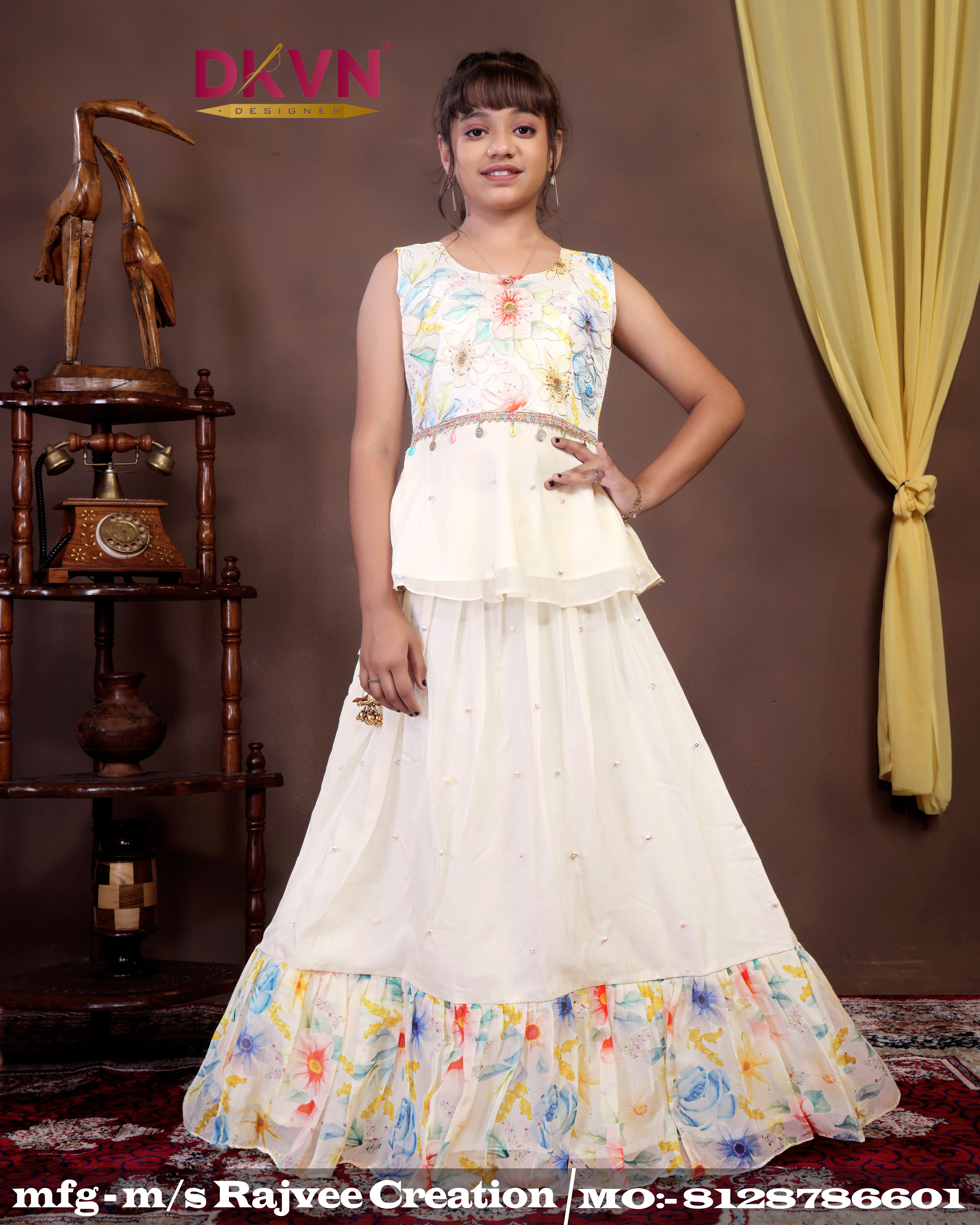 White Lehenga and Full Length choli - Image 2