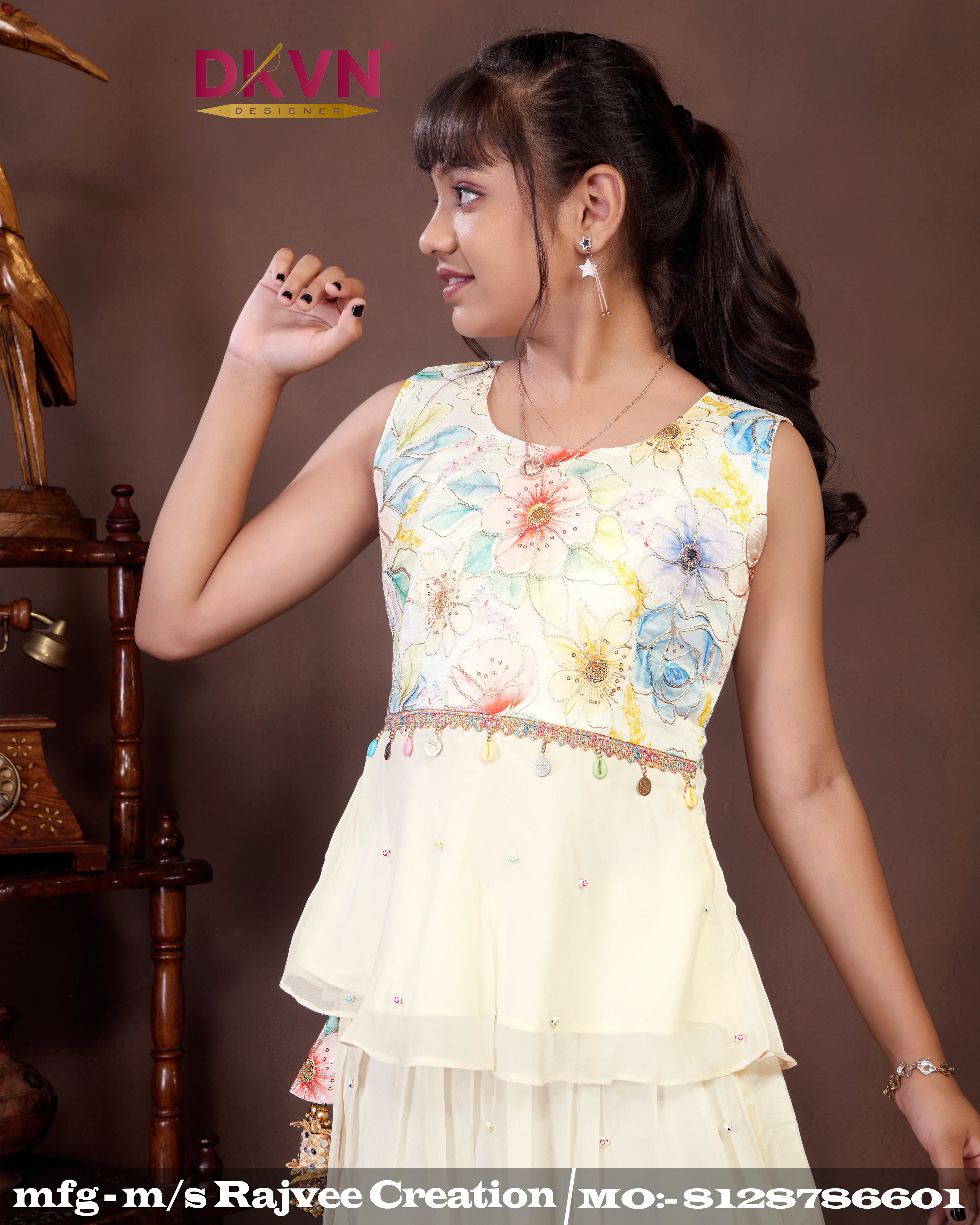 White Lehenga and Full Length choli - Image 5