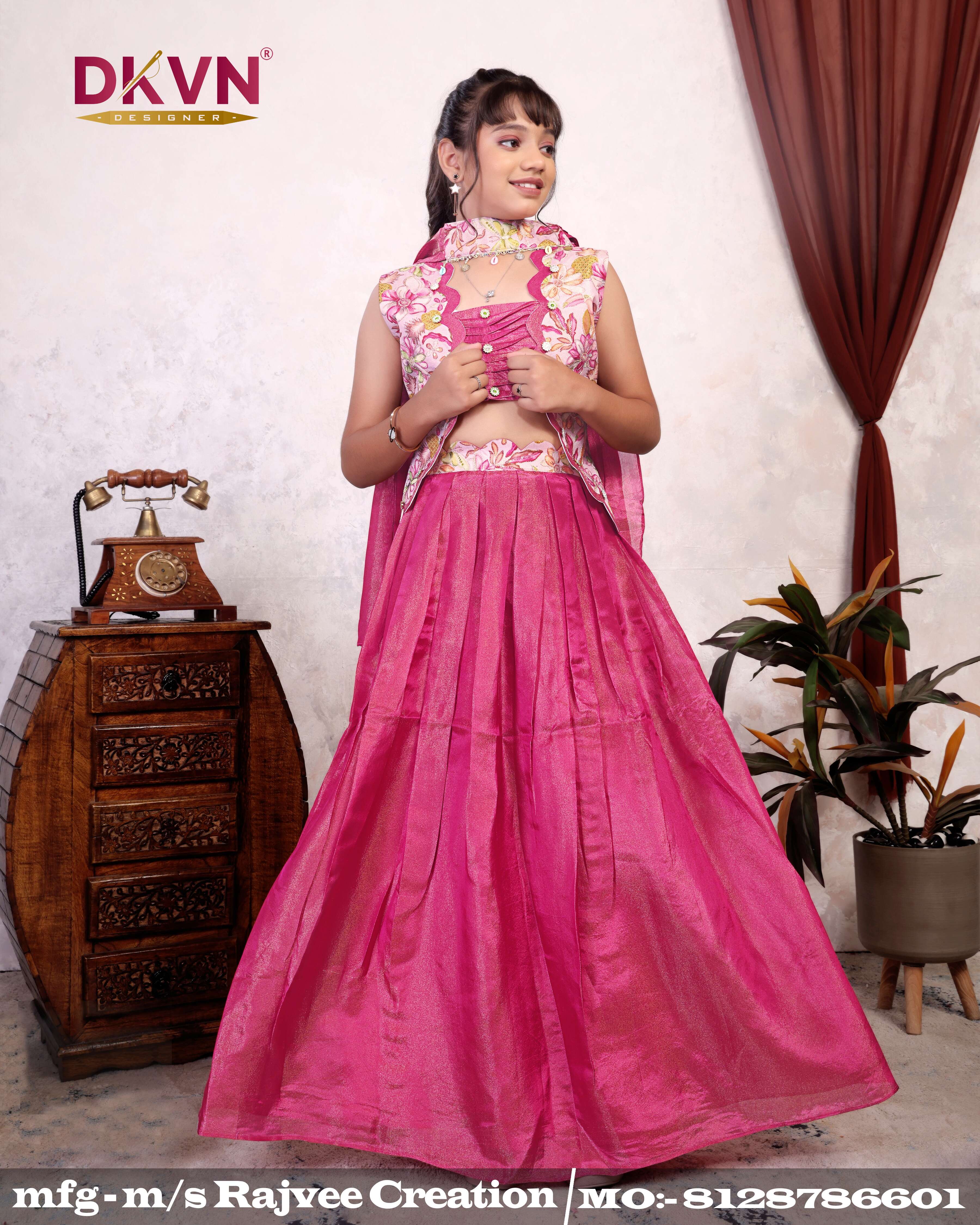 Rosy Radiance Kids Ethnic Lehenga and Choli With Jacket