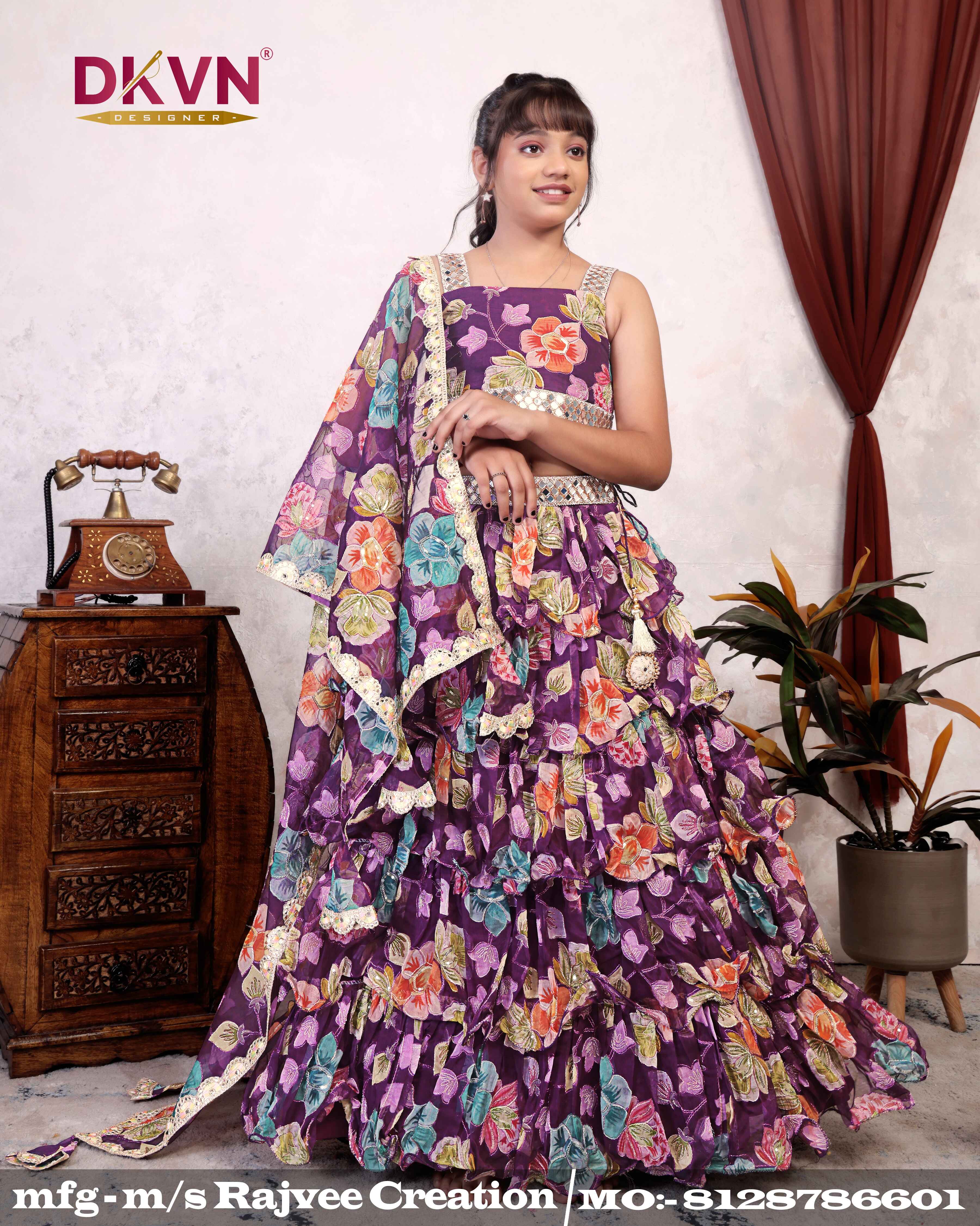 Royal Bloom Ruffle Lehenga Set