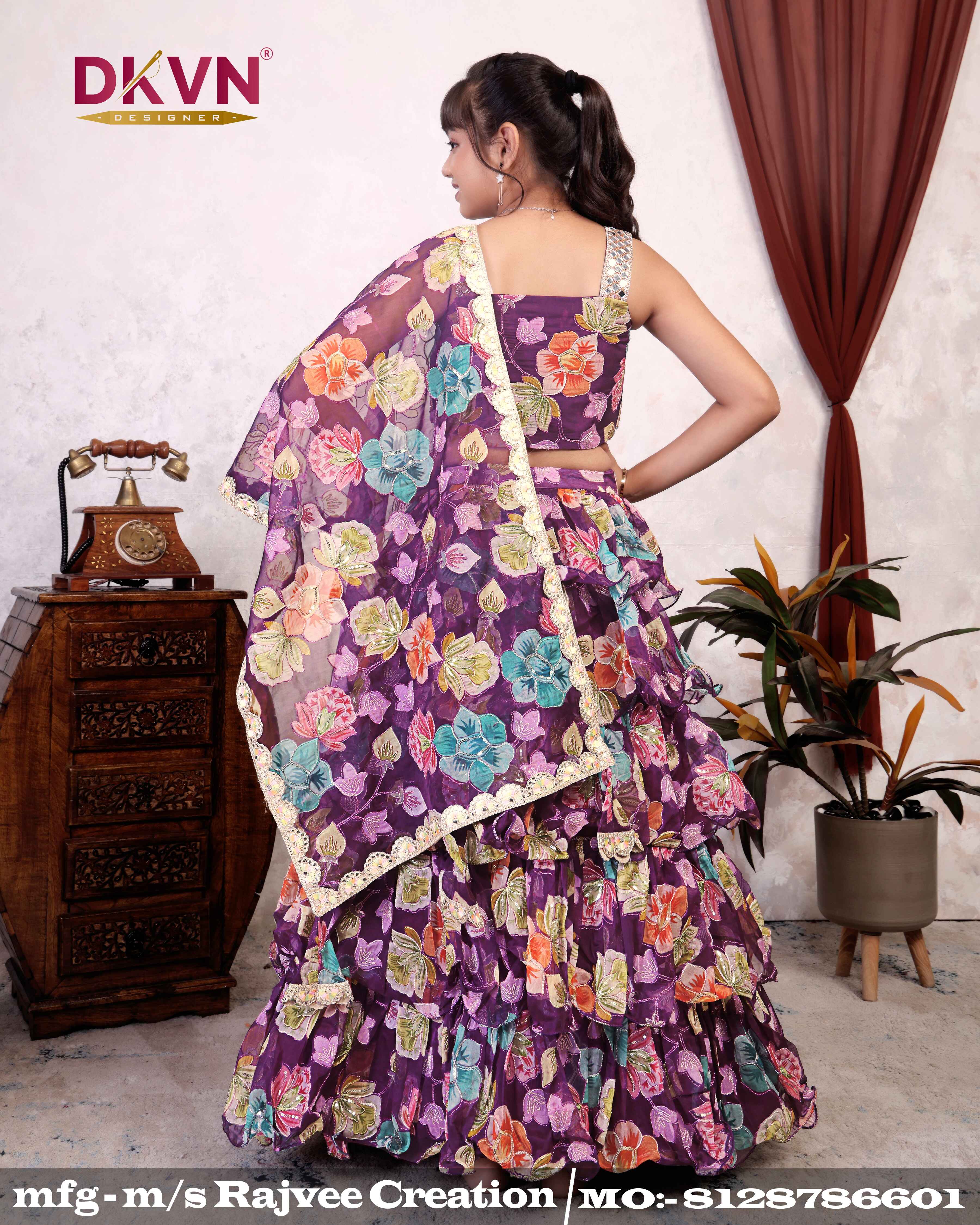Royal Bloom Ruffle Lehenga Set - Image 2