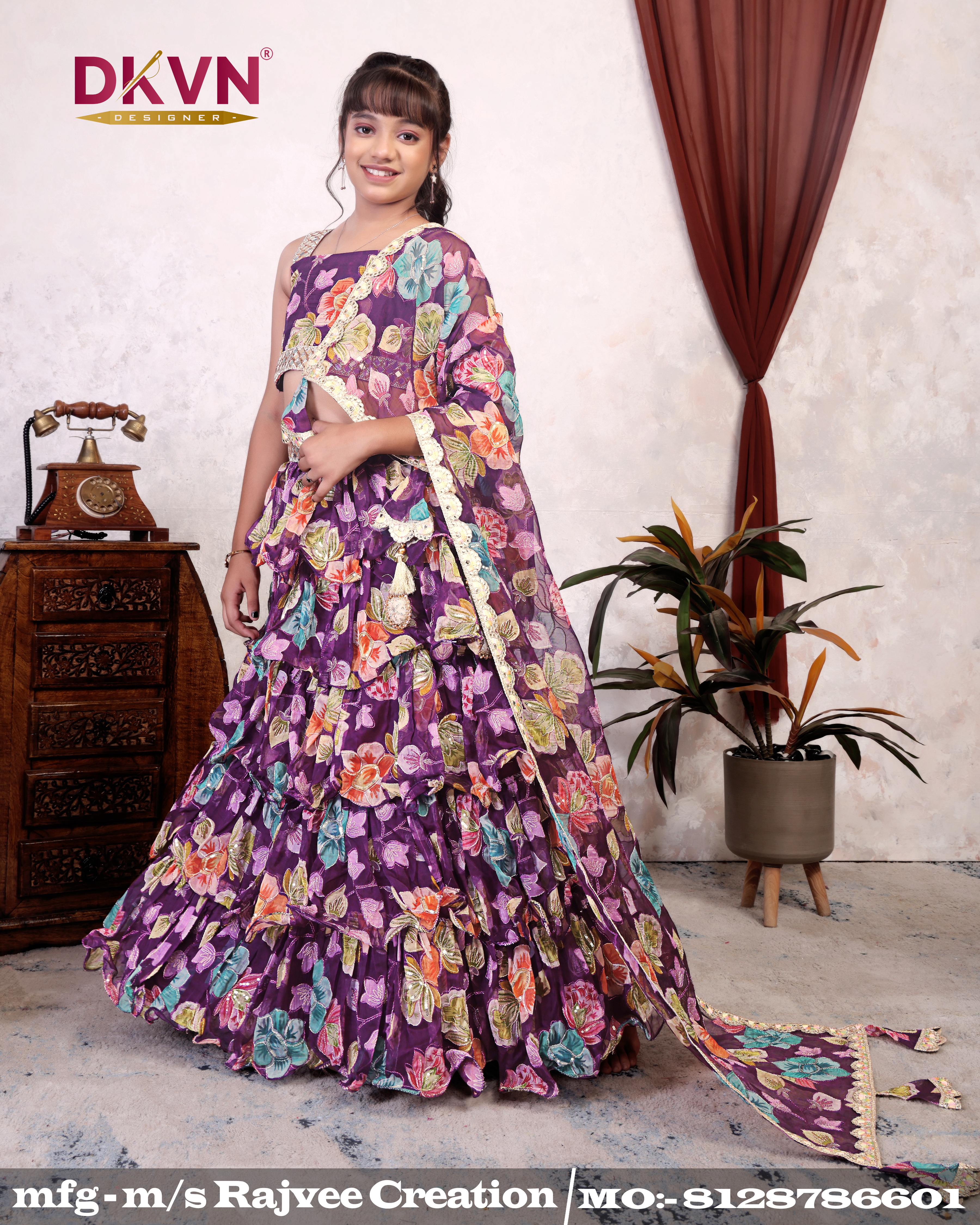 Royal Bloom Ruffle Lehenga Set - Image 5